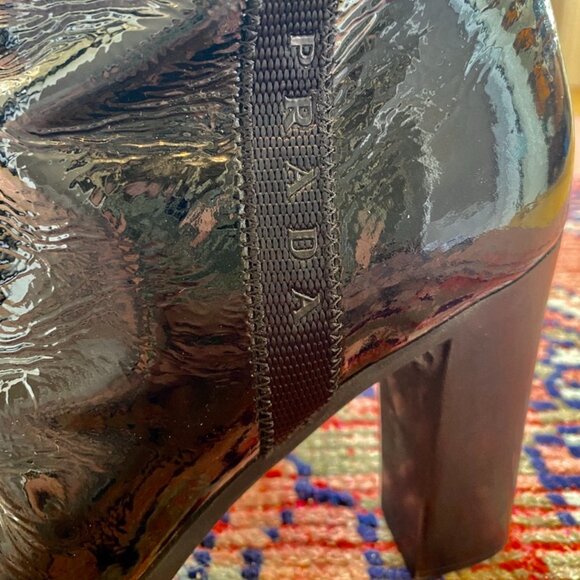 Prada Vintage Black Patent Leather Heeled Boots - Picture 2 of 14